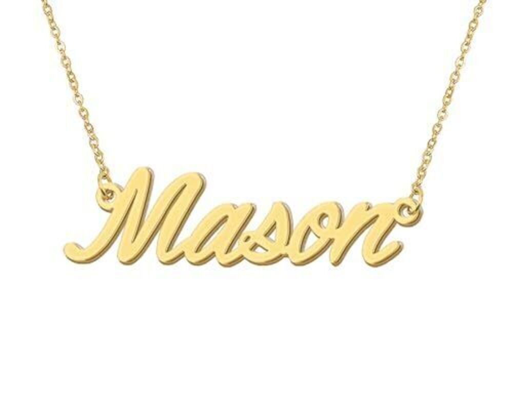 9851 18k Gold Plated Mason Name Necklace Layer Initial Nameplate Necklaces